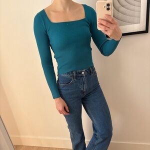 Women’s Sincerely Jules Teal Ribbed long sleeve Size Small